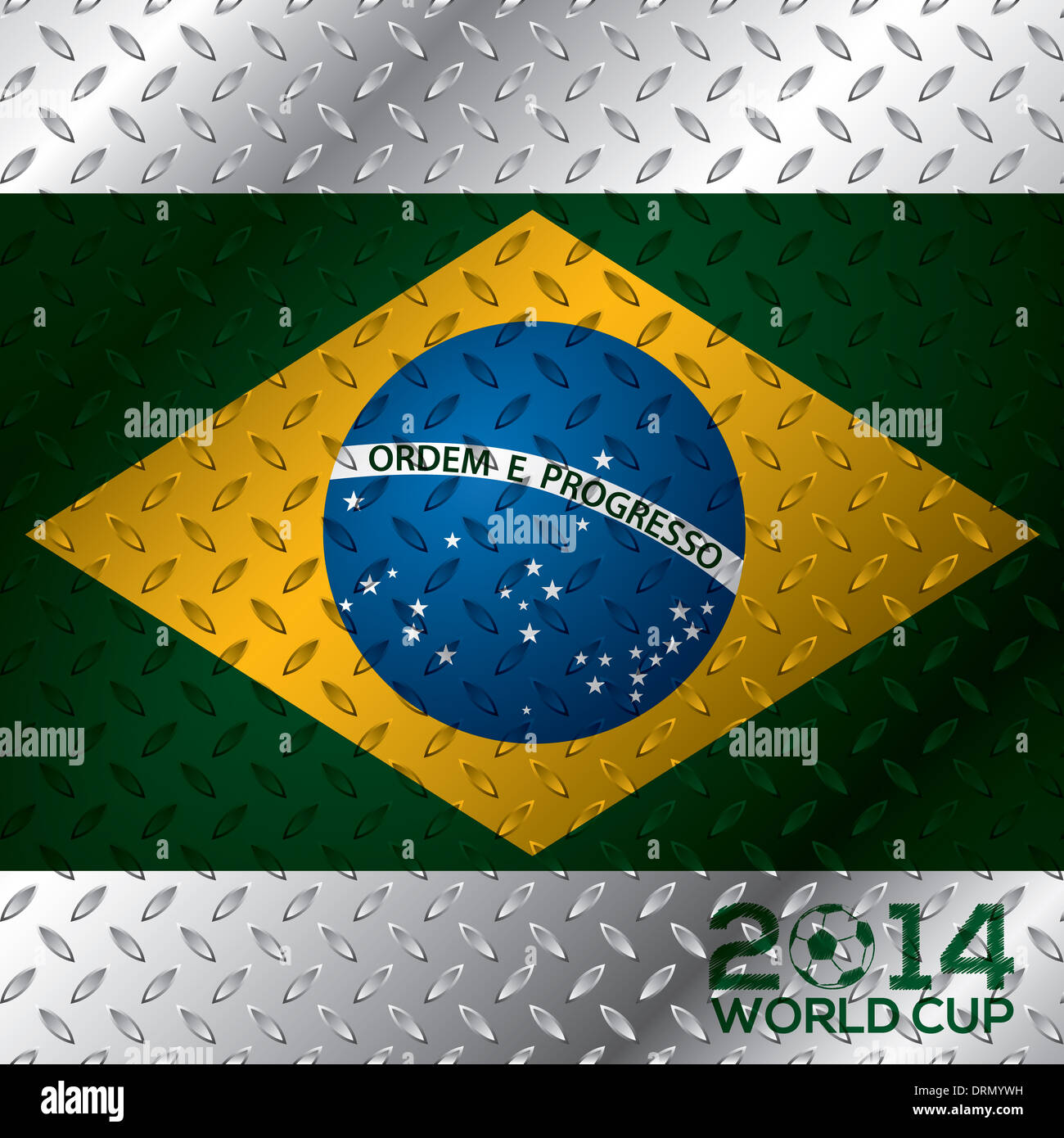 Abstract 2014 world cup poster on metallic plate Stock Photo