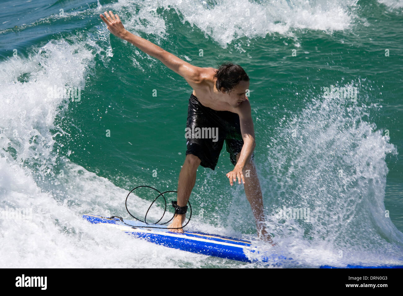 Surfer surfing, Venica Beach, Los Angeles, CA, California Stock Photo