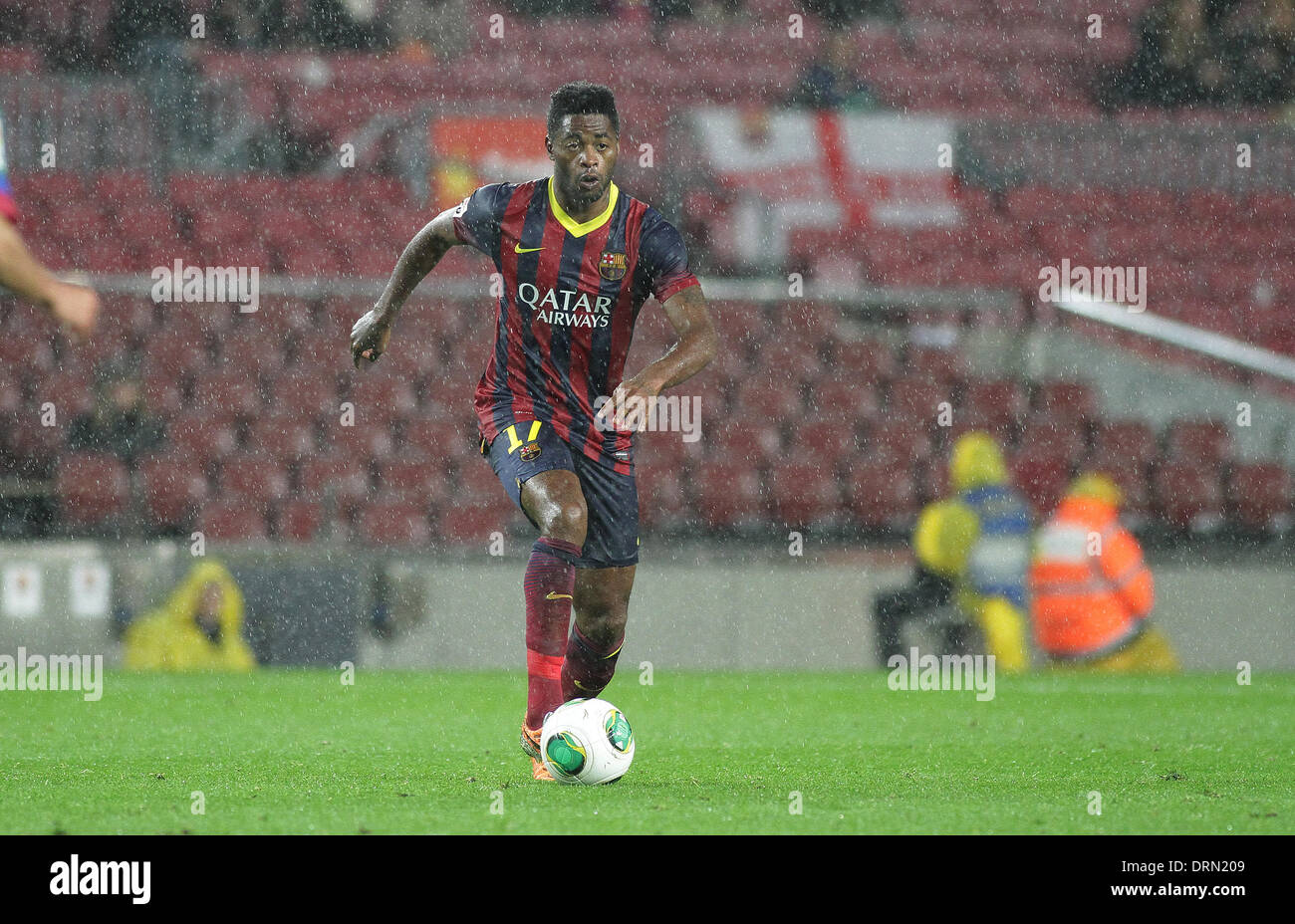 Barcelona, Spain. 29th Jan, 2014. Alex Song during the Copa del Rey game between Barcelona and Levante from the Camp Nou Stadium. Credit:  Action Plus Sports/Alamy Live News Stock Photo