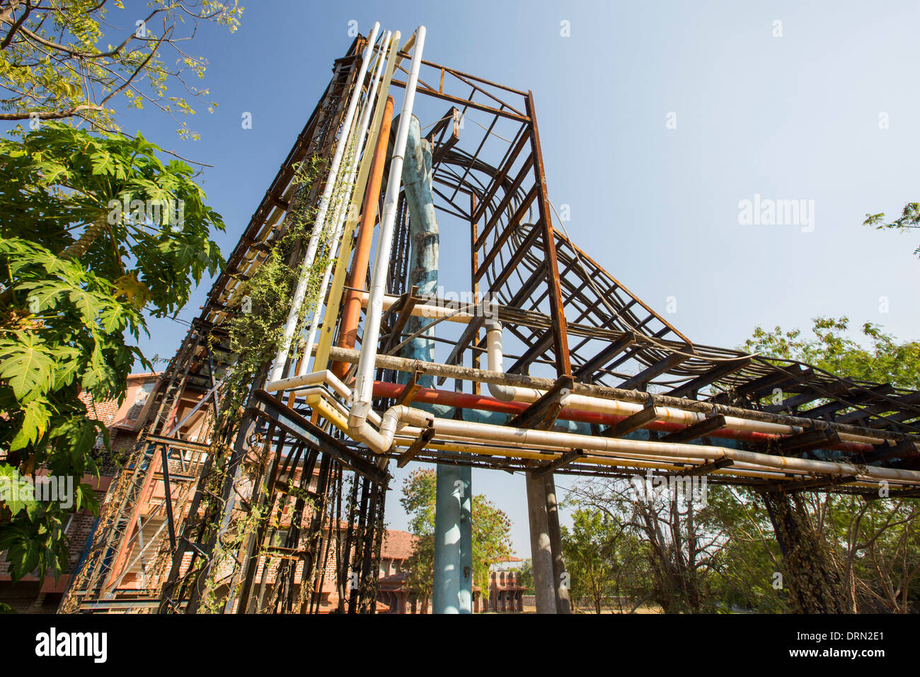 Solar air conditioning pipes at the Muni Seva Ashram in Goraj, near