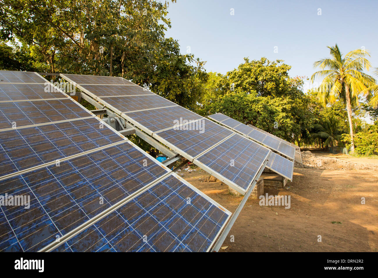 Solar panels at the Muni Seva Ashram in Goraj, near Vadodara, India Stock Photo