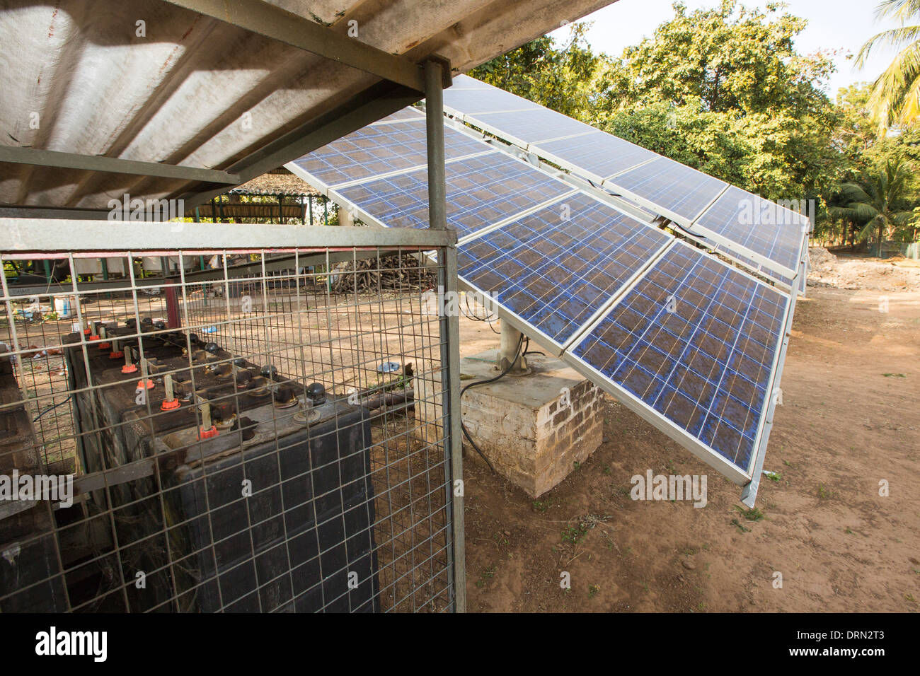 Solar panels at the Muni Seva Ashram in Goraj, near Vadodara, India Stock Photo