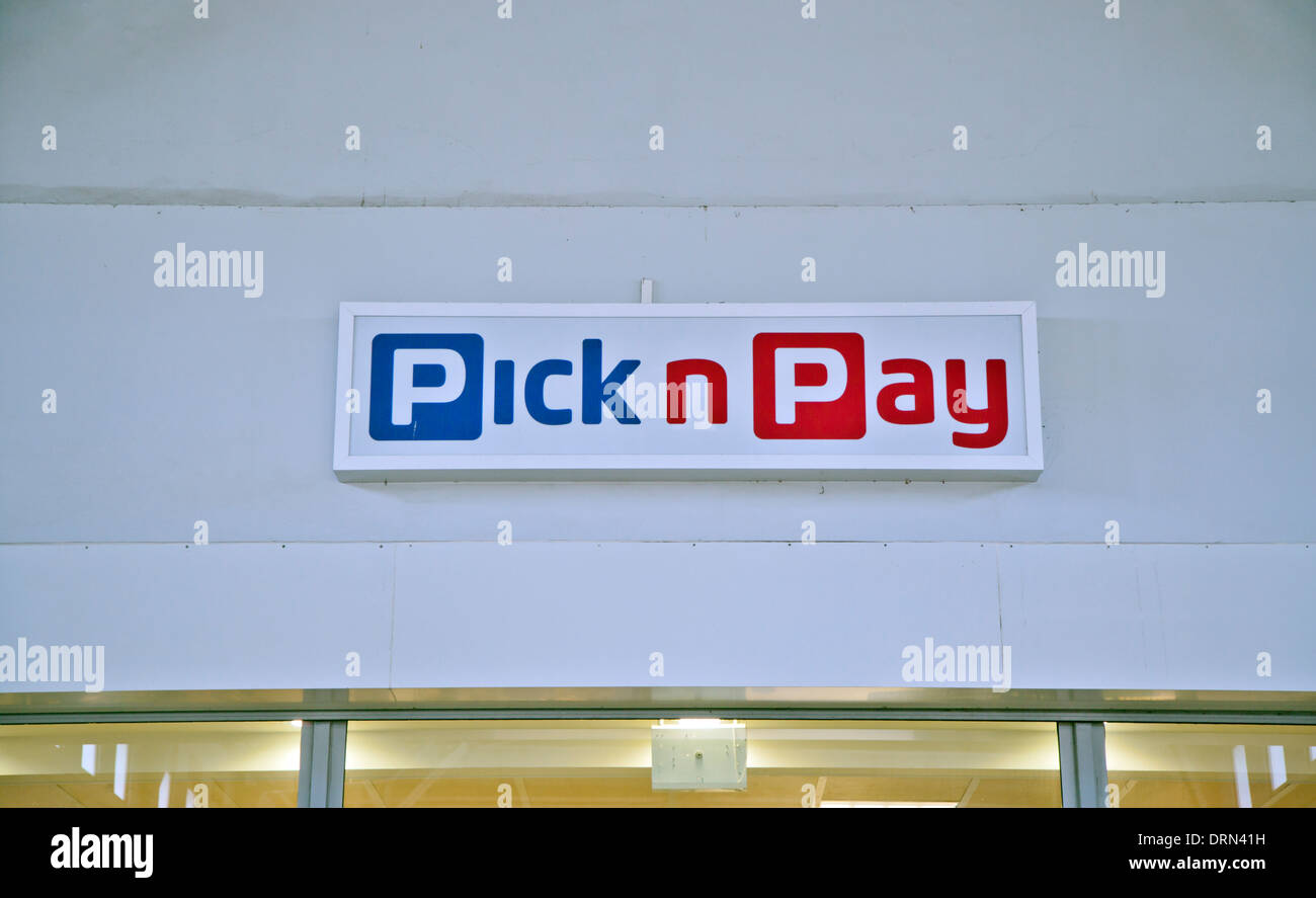 'Pick n Pay' Supermarket sign at entrance, Cascavelle, Mauritius Stock Photo