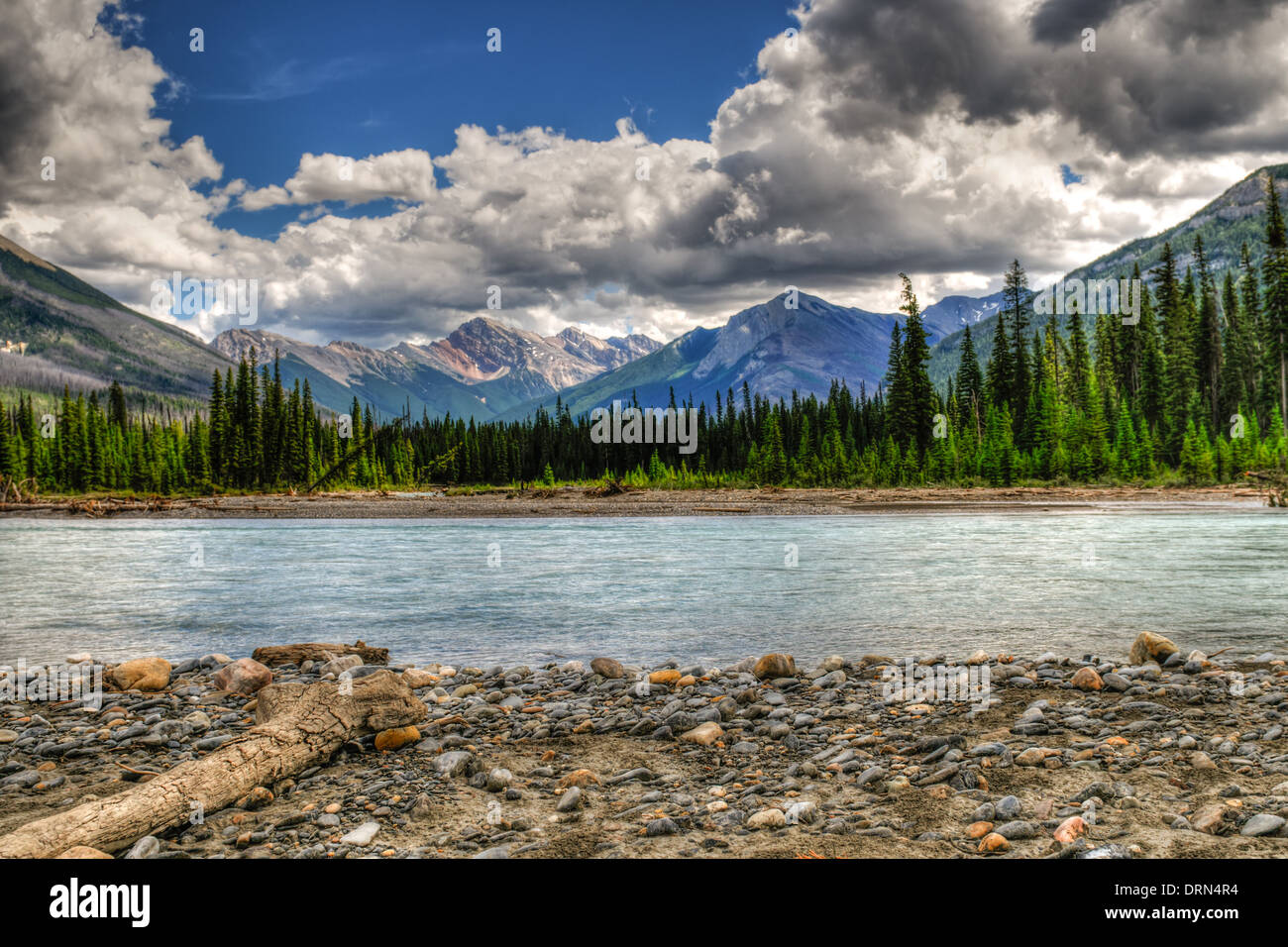 Scenic Mountain views of the Kootenay River, Kootenay National Park