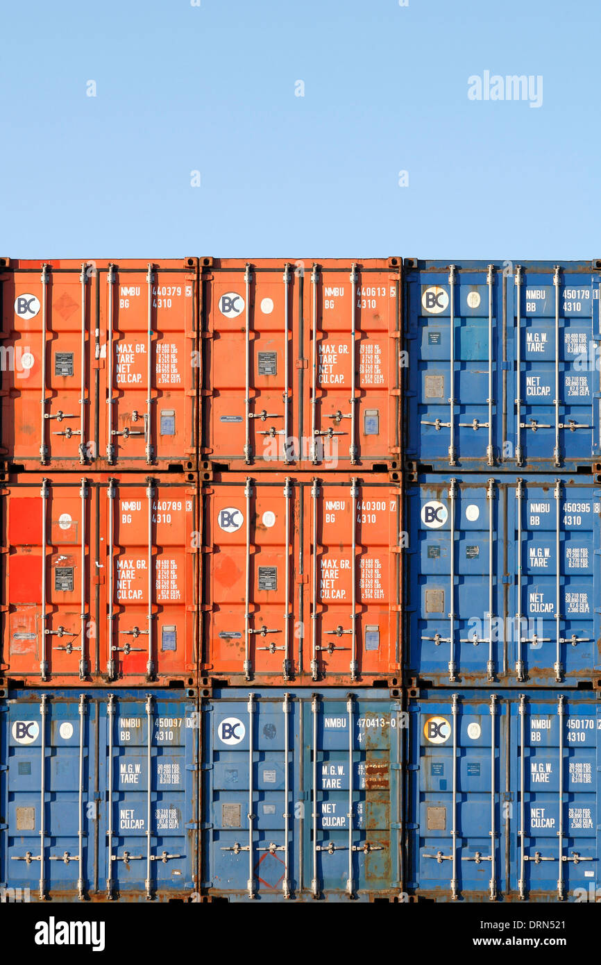 Stack of cargo containers Stock Photo