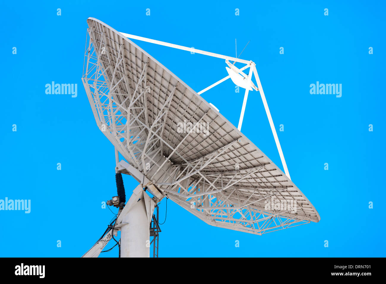 Big satellite dish. Ground earth terrestrial station for television communication telecommunications networks link uplink Stock Photo
