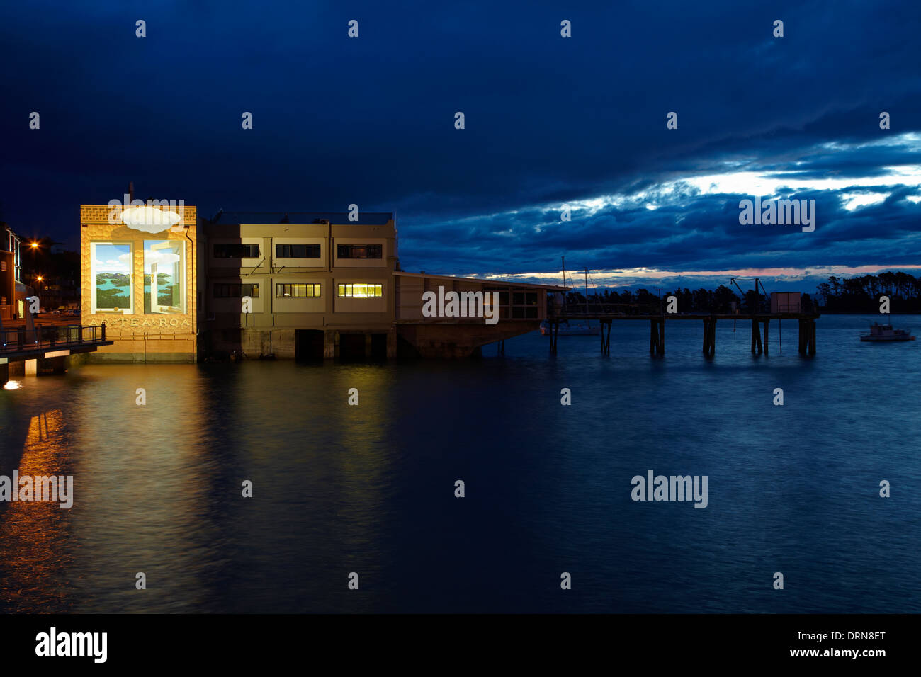 'Aotearoa' mural by Chris Finlayson, Wakefield Quay, Nelson, South Island, New Zealand Stock Photo