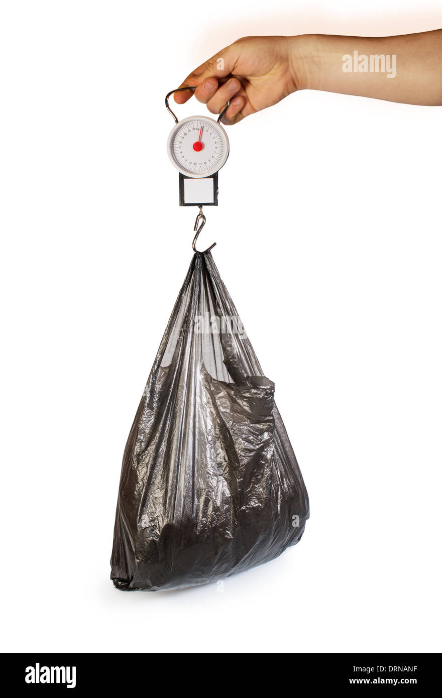 Weigh scales and bag white isolated Stock Photo Alamy