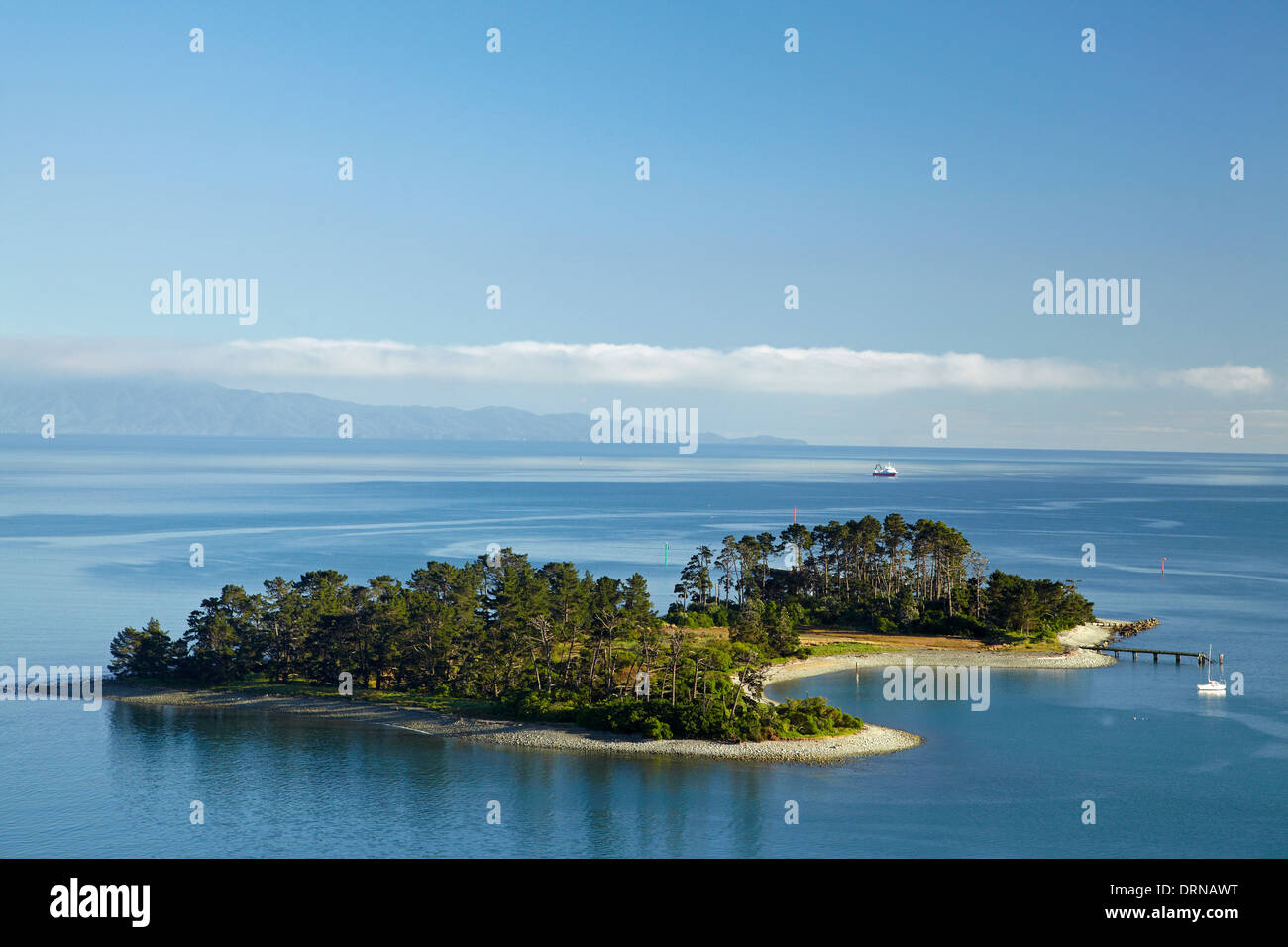 Haulashore Island and Tasman Bay, Nelson, South Island, New Zealand Stock Photo