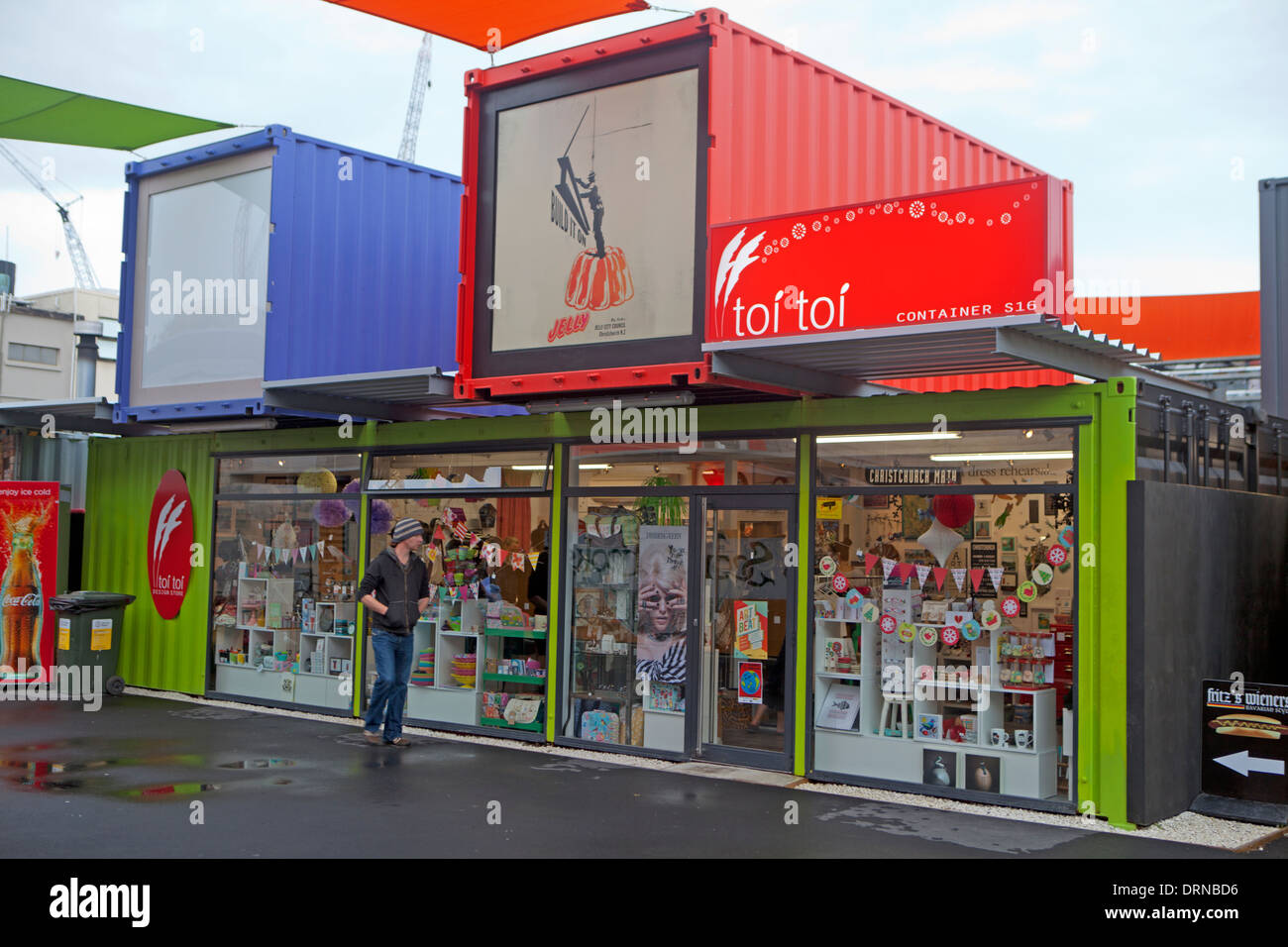 Stores in shipping containers in Christchurch's Cashel Street Mall