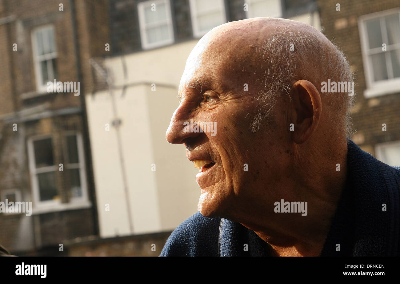 Sir Stirling Moss at home in London Stock Photo