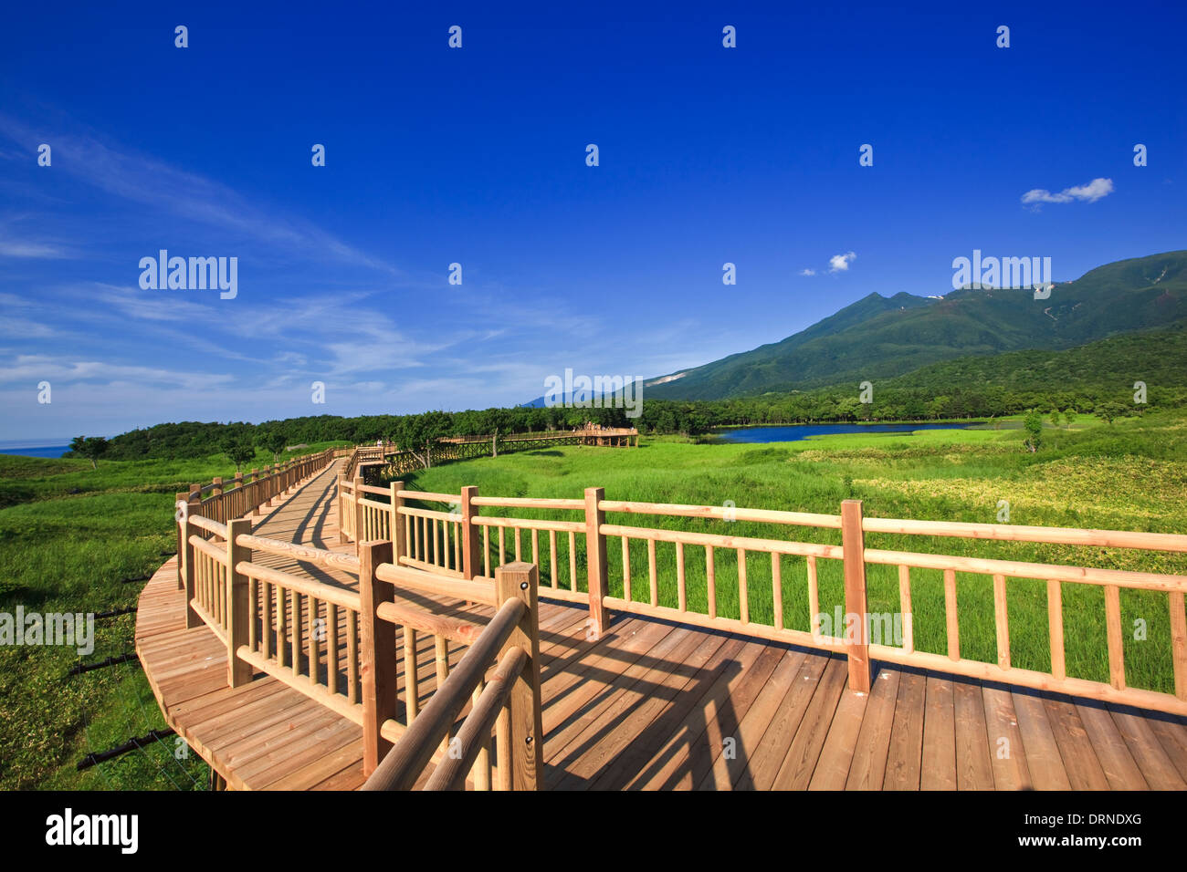 Shiretoko National Park and  Elevated boardwalk Stock Photo