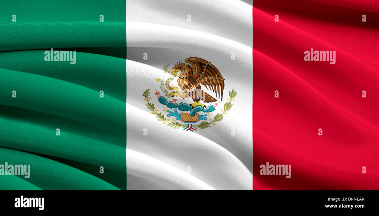 Flag Of Mexico Waving In The Wind Stock Photo - Alamy