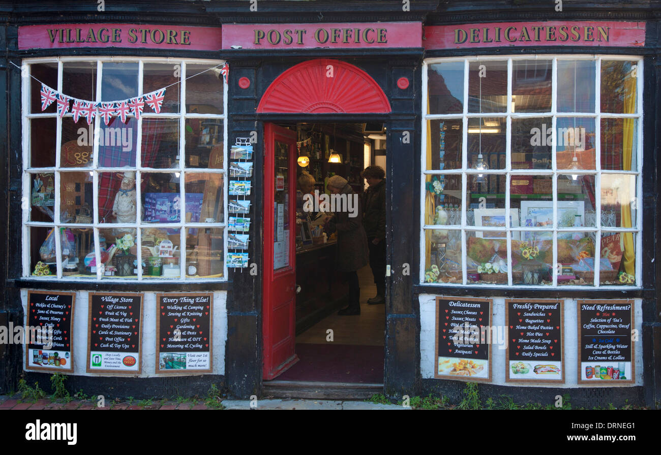 Facade of traditional village shop, Alfriston, County Sussex, England. Stock Photo