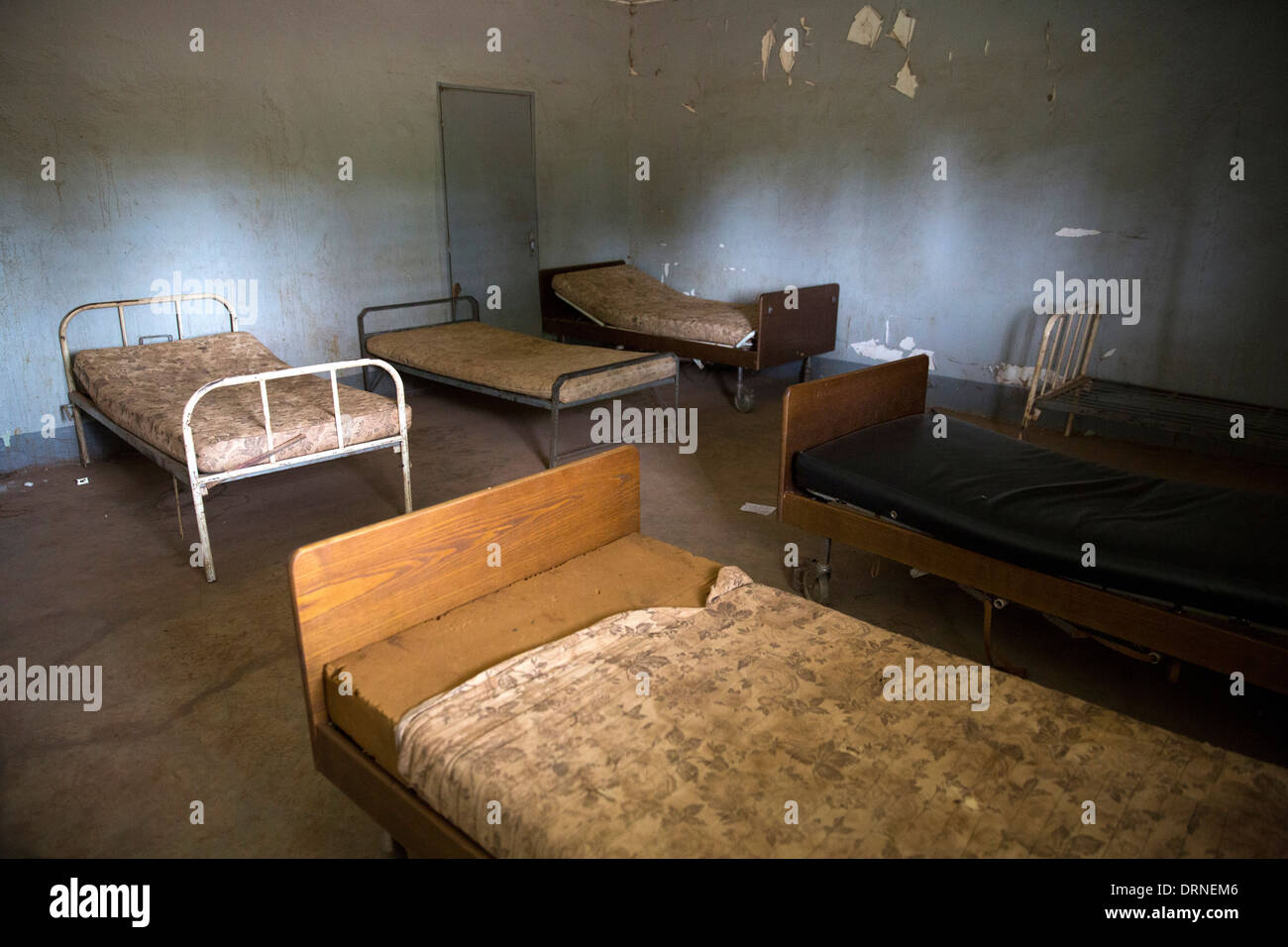 beds in ward in rural medical centre, Burkina Faso, Africa Stock Photo