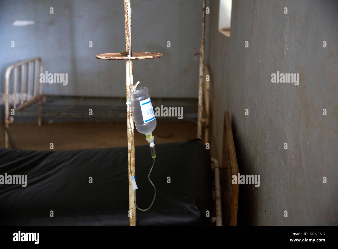 IV drip in rural medical centre, Burkina Faso, Africa Stock Photo