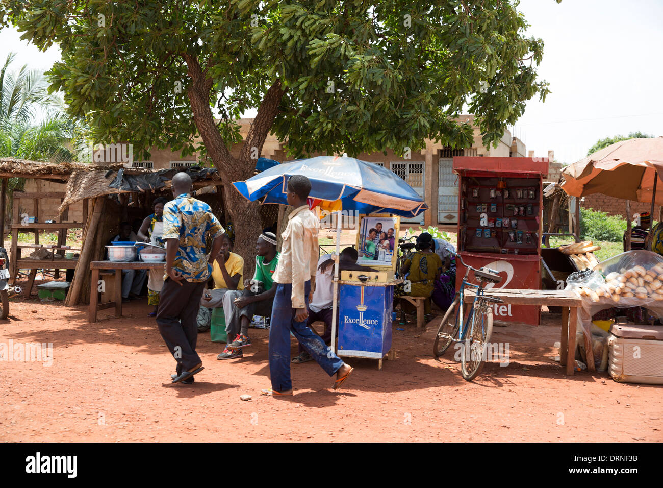 roadside market stalls in Burkina Faso, Africa Stock Photo