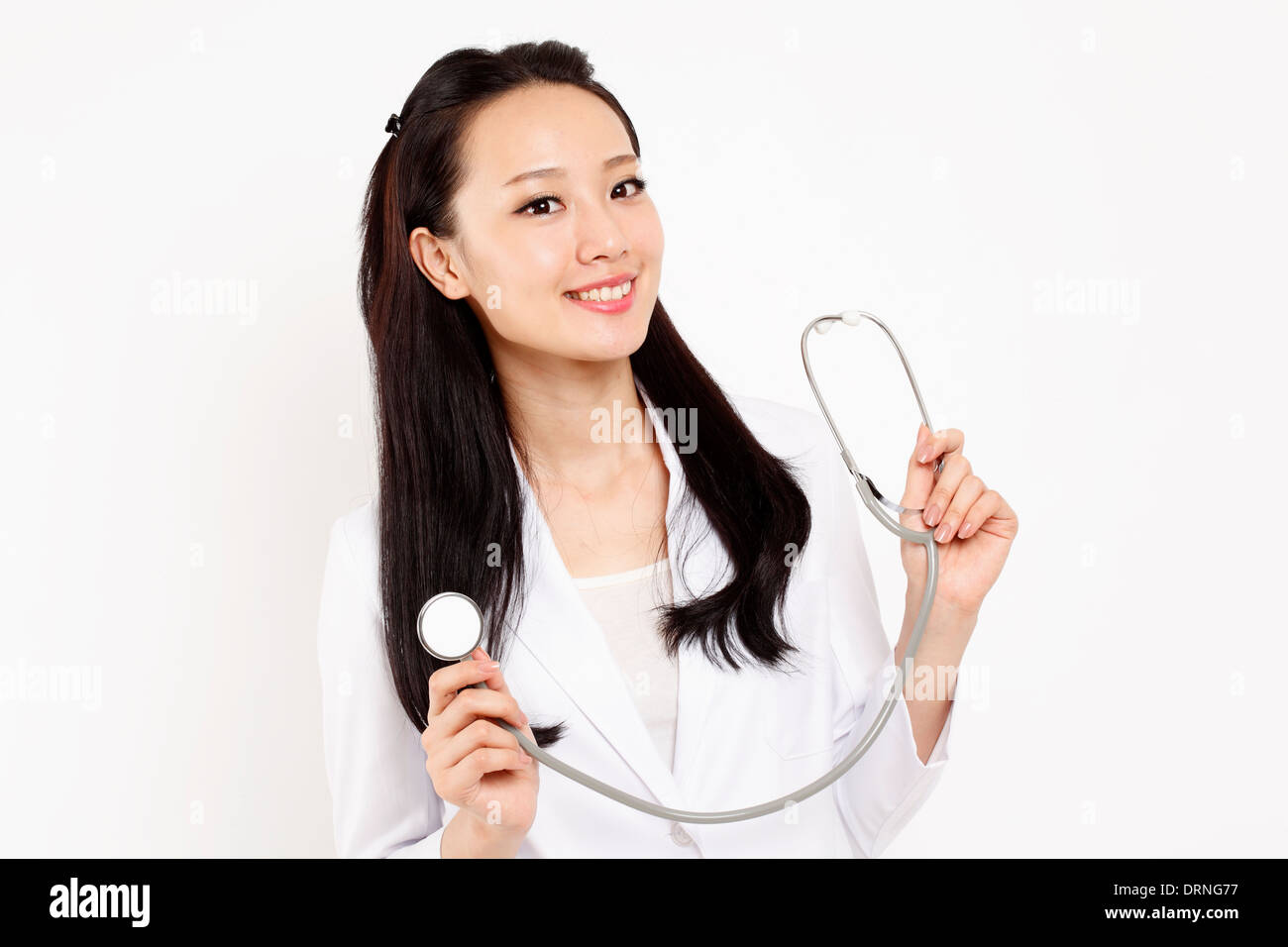 female-doctor-takes-stethoscope-stock-photo-alamy