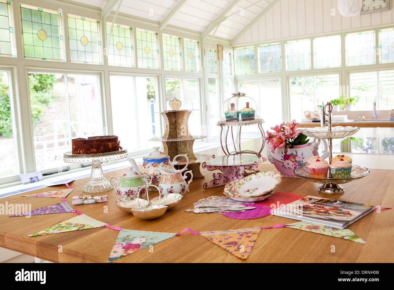 afternoon tea set out in the kitchen Stock Photo Alamy