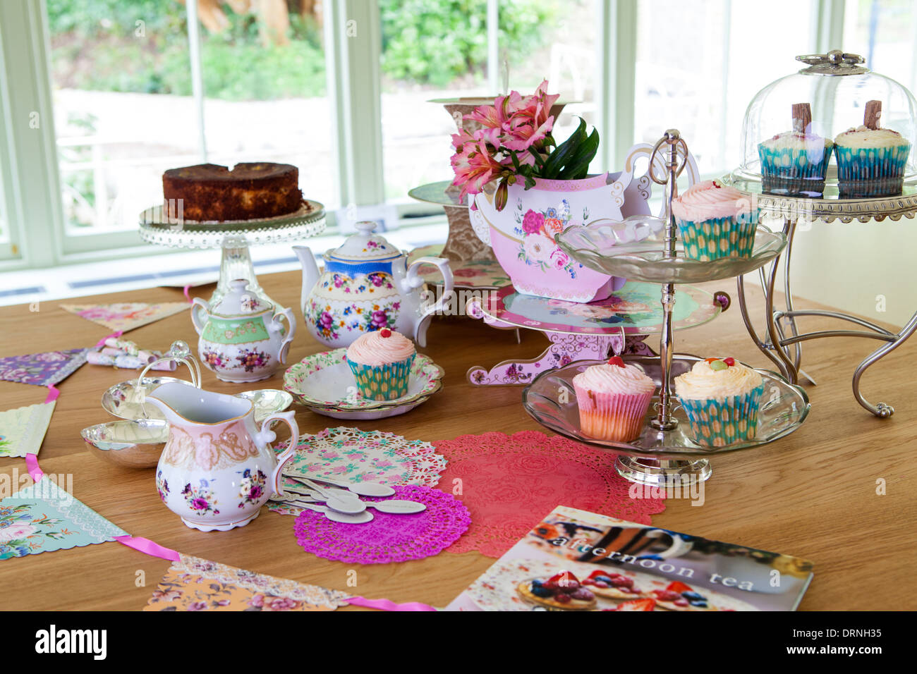 afternoon tea set out in the kitchen Stock Photo Alamy
