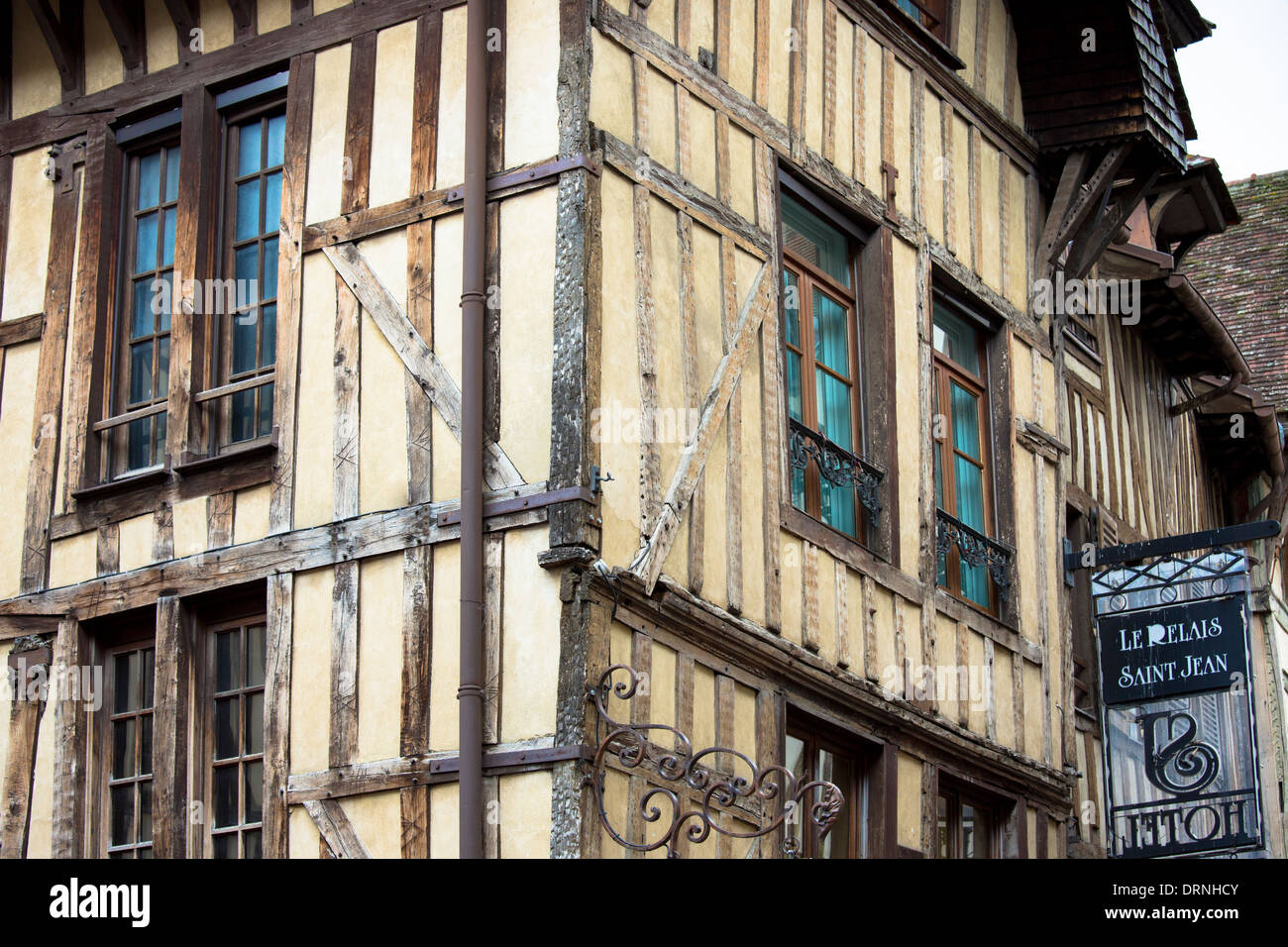 Traditional medieval timber-frame architecture of Le Relais Saint Jean Hotel  in Troyes in the Champagne-Ardenne region of France Stock Photo - Alamy