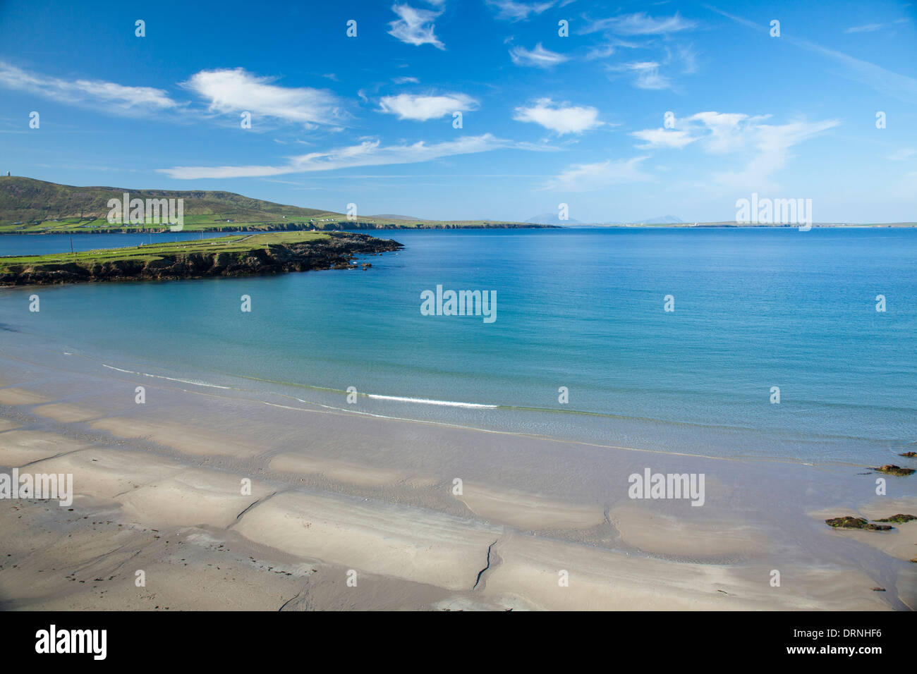 Sandy beach beside Binroe Point, Carrowteige, County Mayo, Ireland. Stock Photo