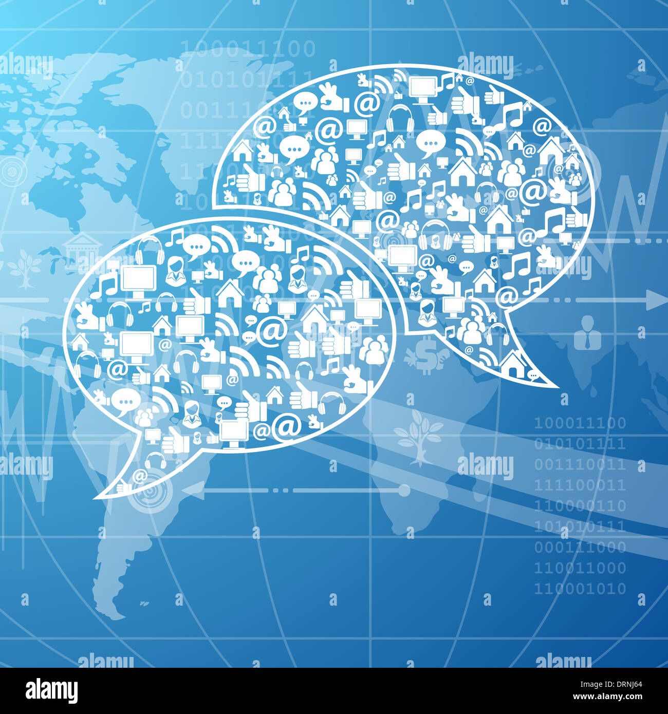 Speech Bubbles with Social Media Icons on Business Background Stock ...