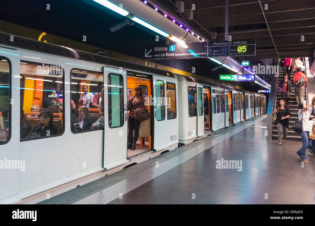 Underground Metro and subway train in Marseille, Provence, France, Europe Stock Photo