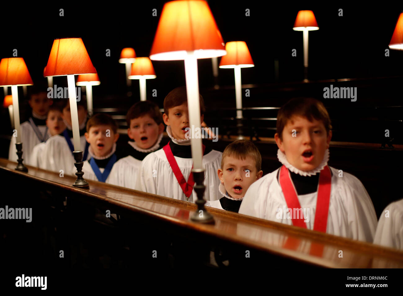 Choristers from St Paul's Cathedral School sing Christmas carols Stock