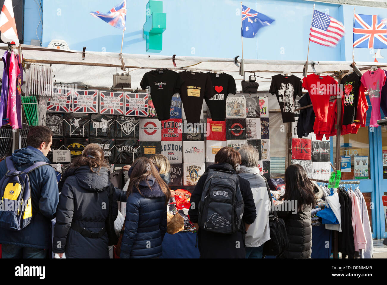 Clothes stall at Portobello Market Stock Photo Alamy