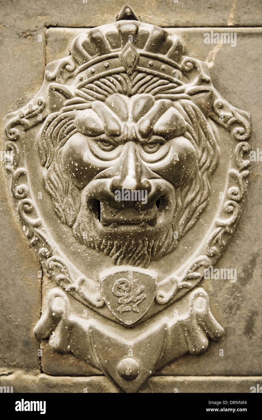 lion handle on door Stock Photo