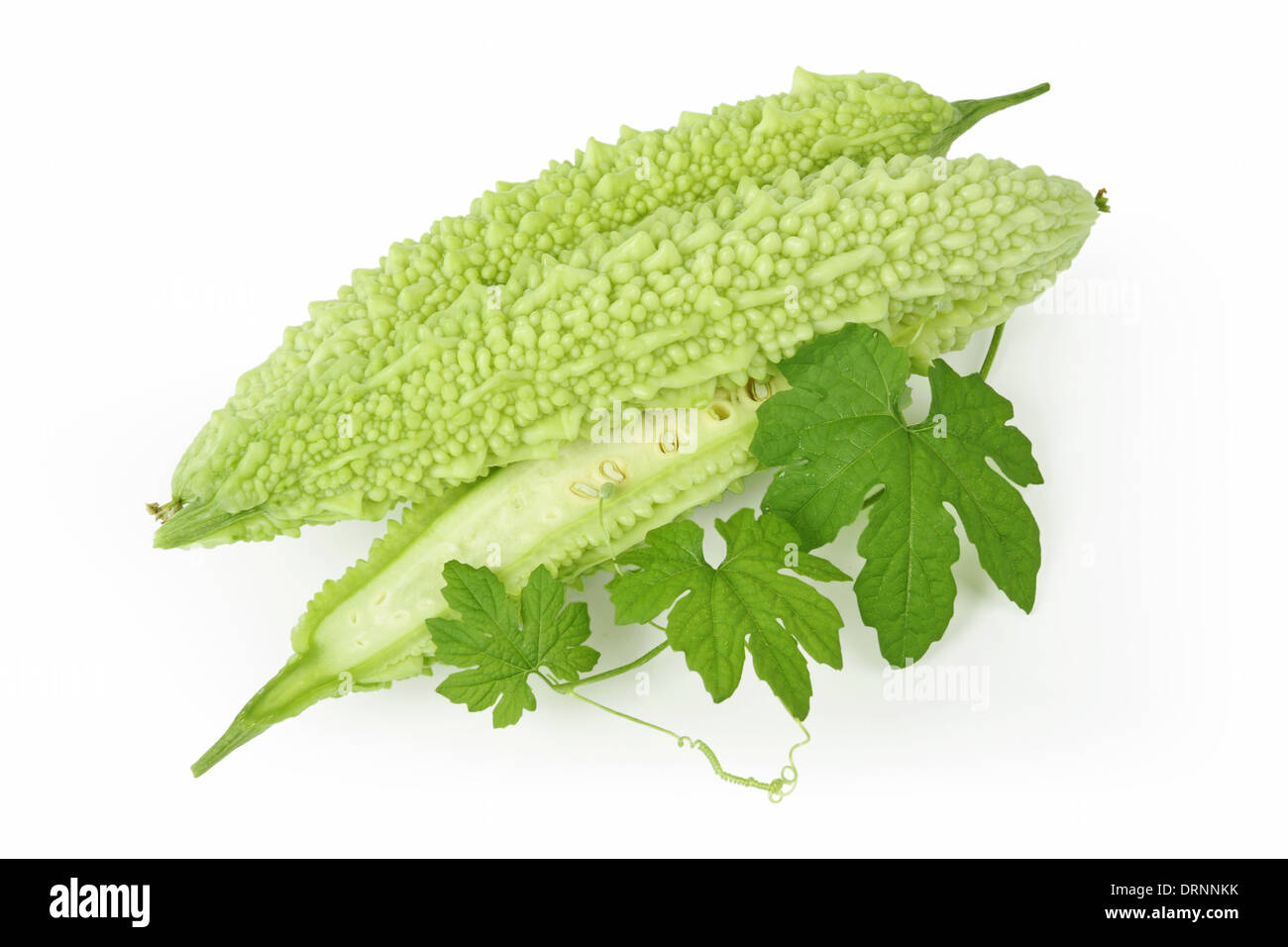 balsam pear and leaves Stock Photo