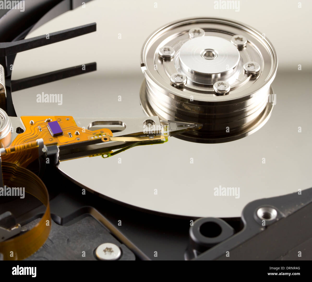 Hard disk from within close up Stock Photo