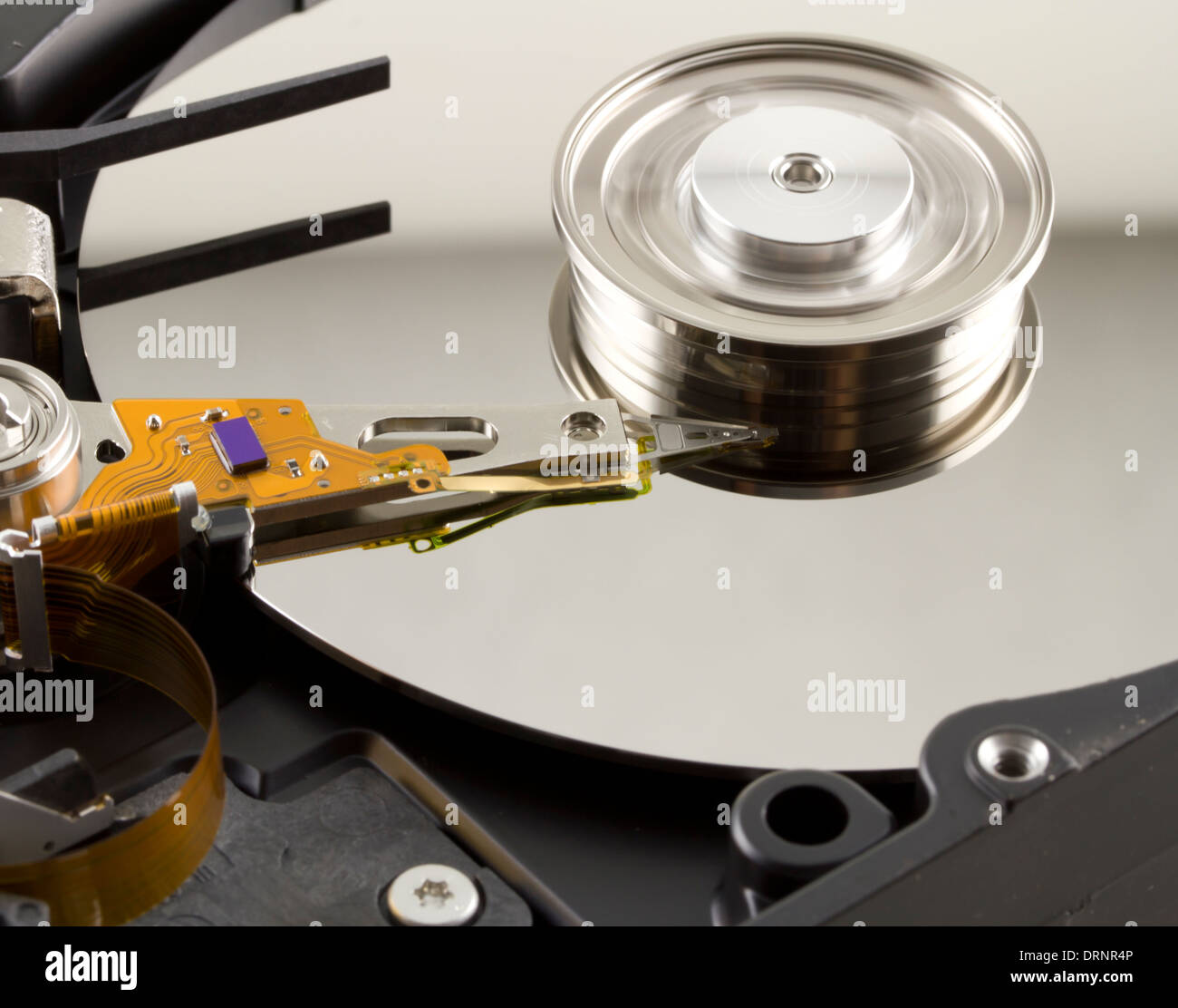 Hard disk from within close up Stock Photo