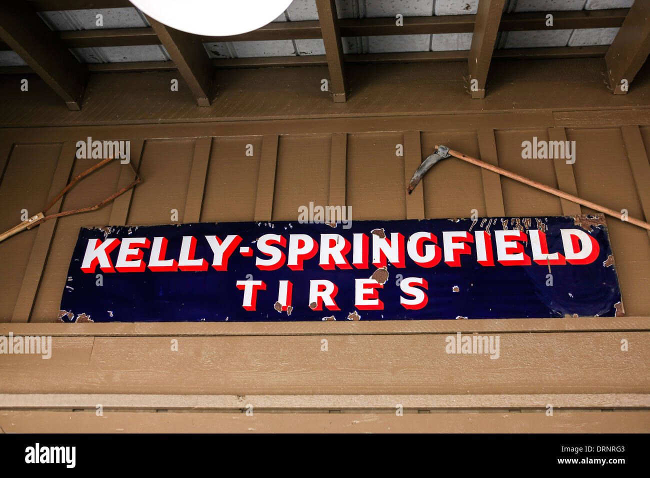 Old fashioned sign for Kelly Springfield Tires Stock Photo Alamy