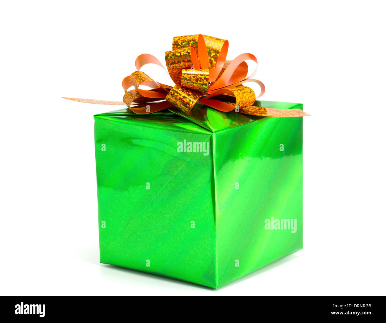 Violet gift box on the isolated white background Stock Photo