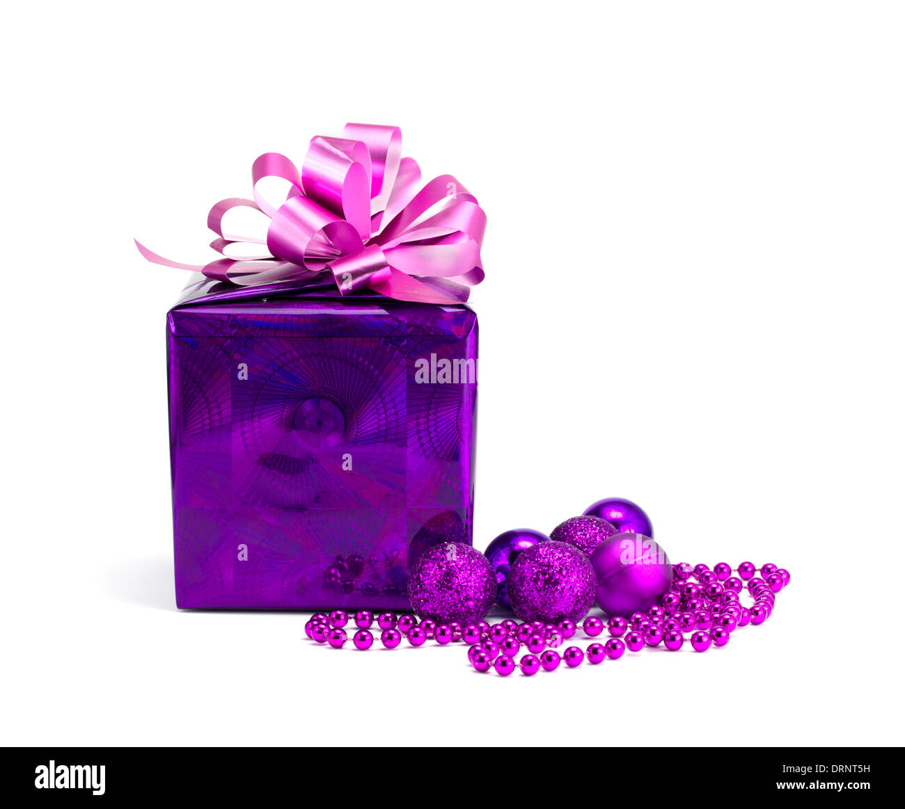Gift and beads on the white isolated background Stock Photo