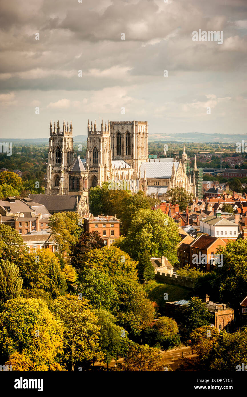 Elevated view of York Minster. York. North Yorkshire. Stock Photo