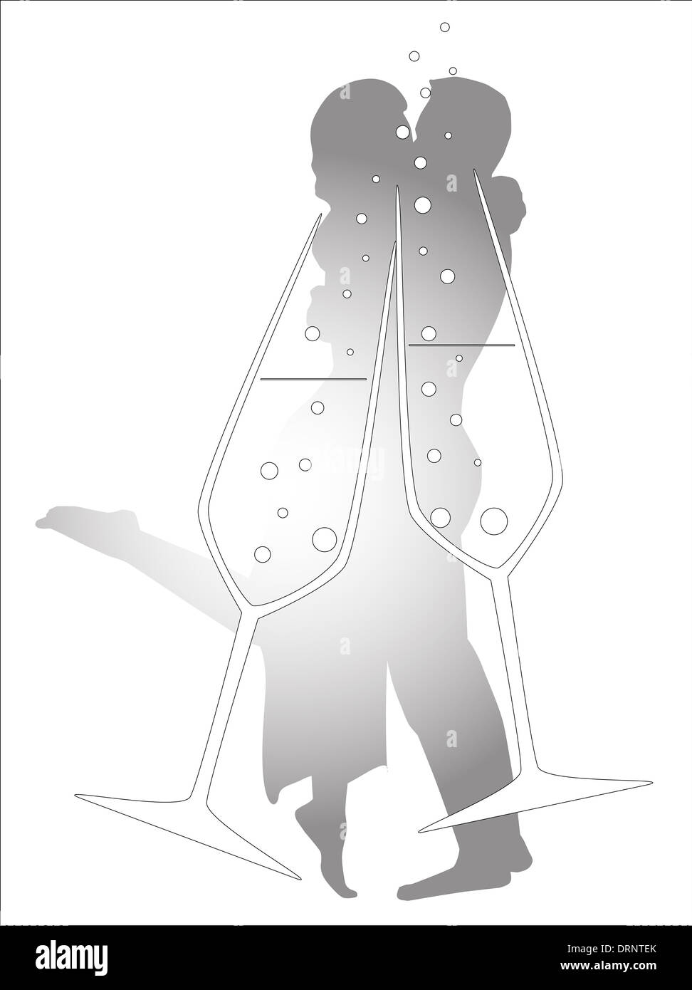 A young couple kissing through a champagne glass Stock Photo - Alamy