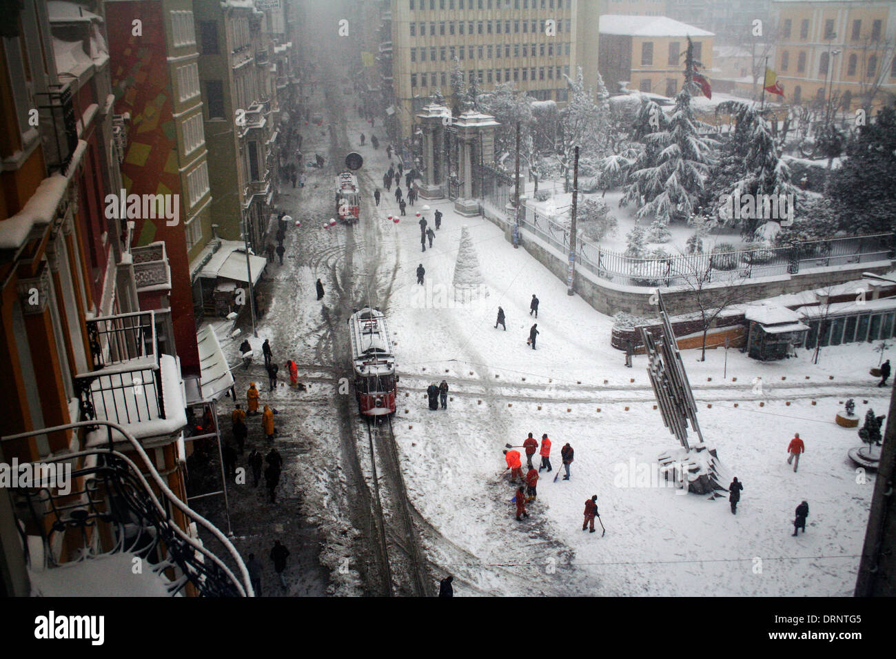 Galatasaray in winter setting Beyoğlu Istanbul Turkey Stock Photo
