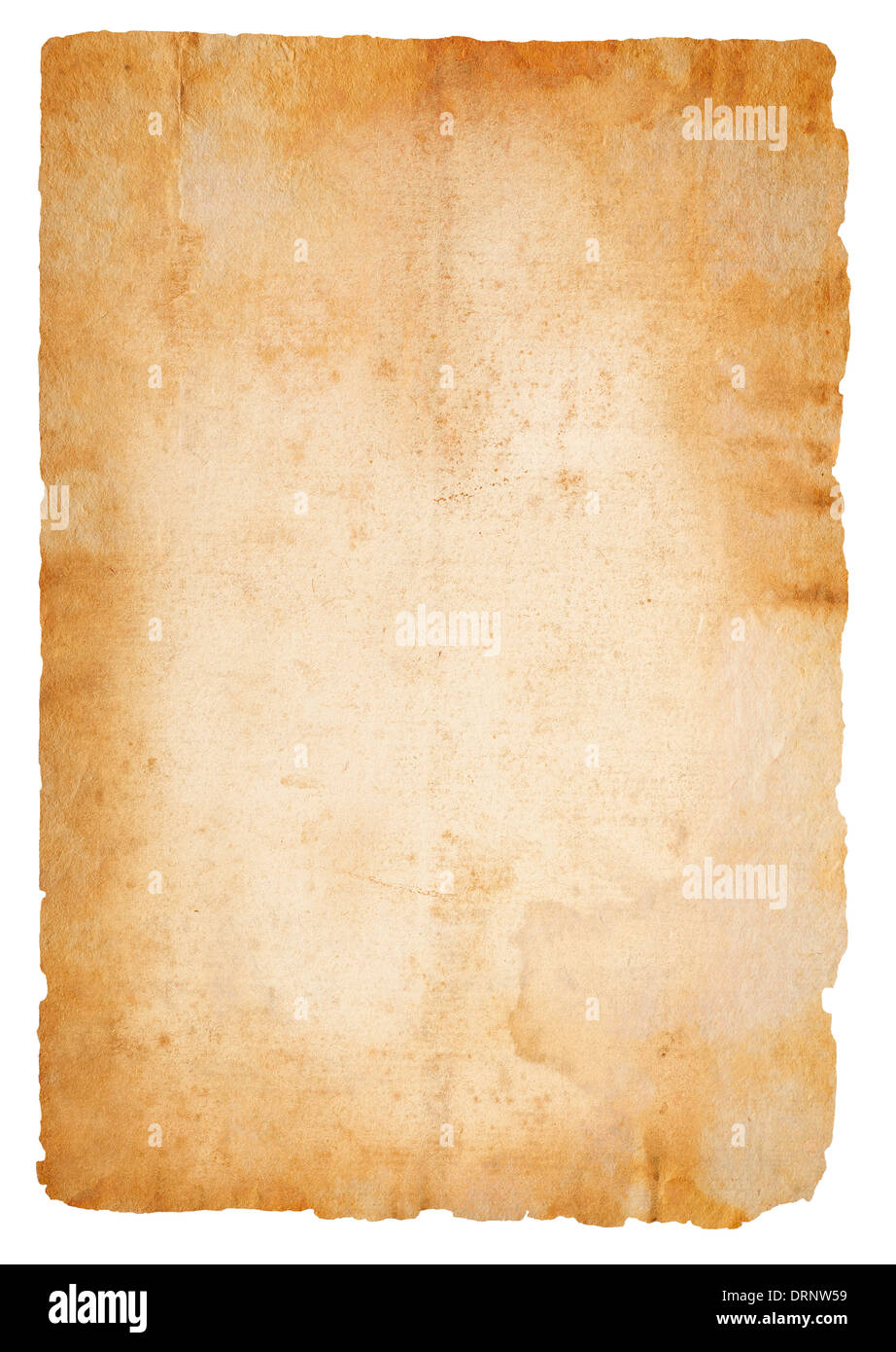 Stained old paper vintage background isolated on white Stock Photo - Alamy