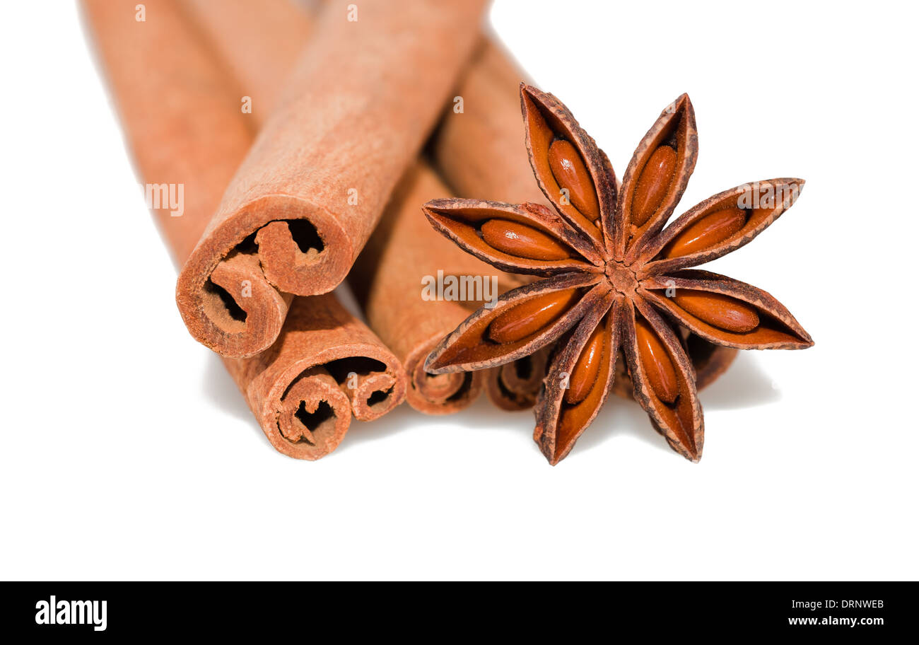 Star anise and cinnamon isolated on white Stock Photo Alamy