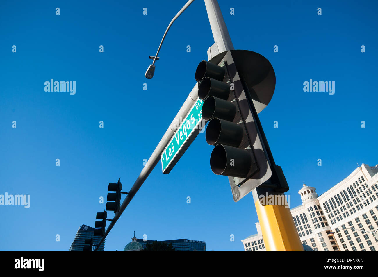 Las Vegas Street Sign & Traffic Light Stock Photo
