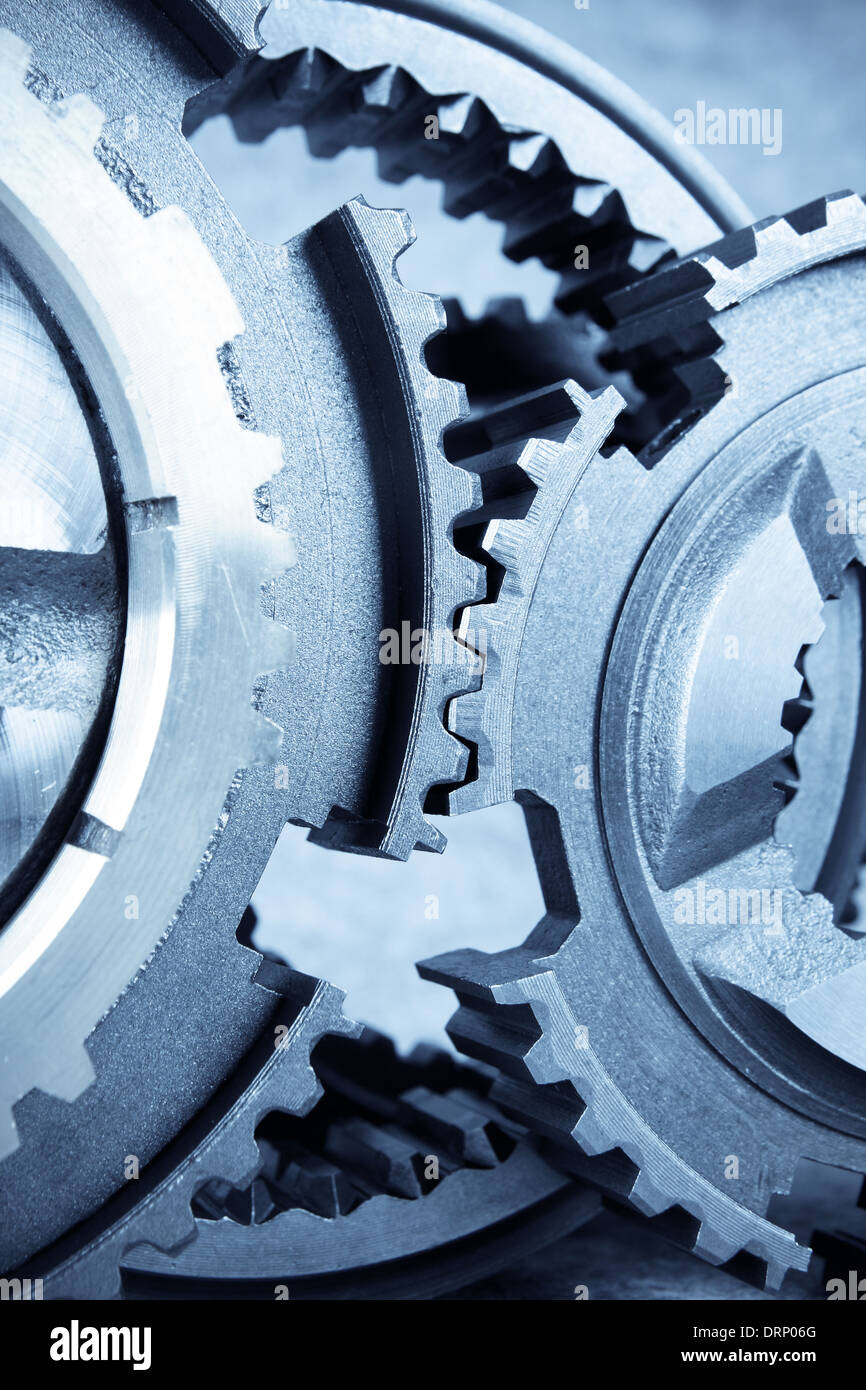 gears meshing together Stock Photo
