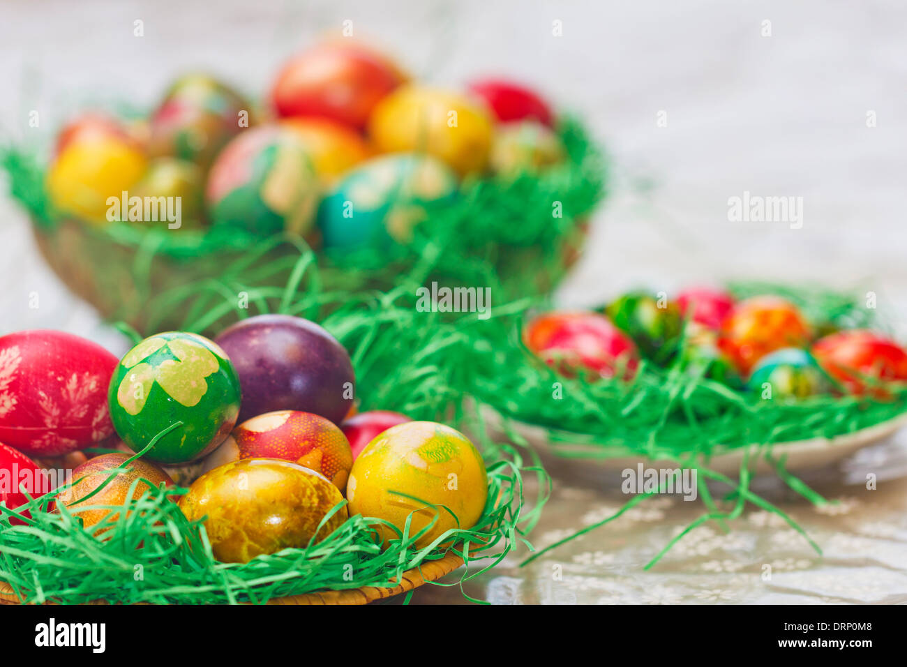 Easter eggs in various colors Stock Photo