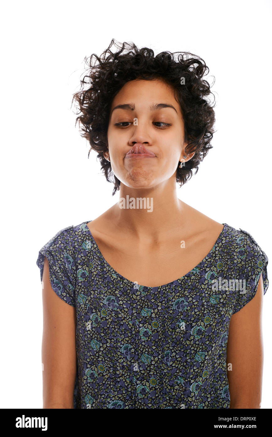 Girl touching nose isolated hi-res stock photography and images - Alamy