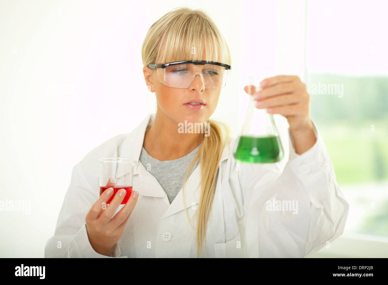 Female in lab Stock Photo