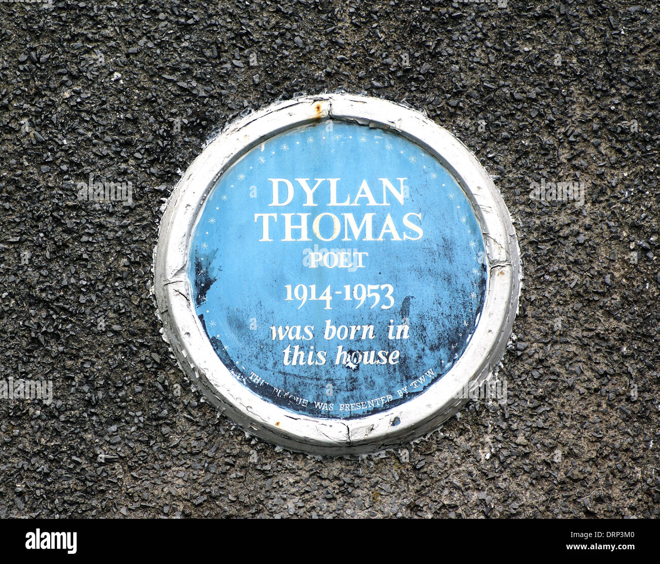 dylan thomas plaque on birthplace house swansea Stock Photo
