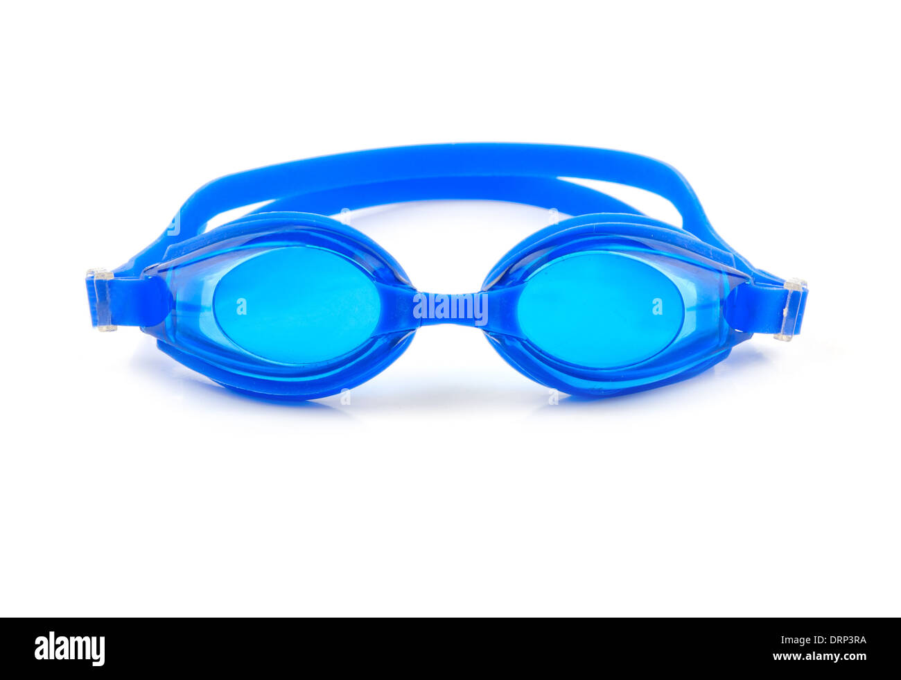 blue goggles for swim on white background Stock Photo