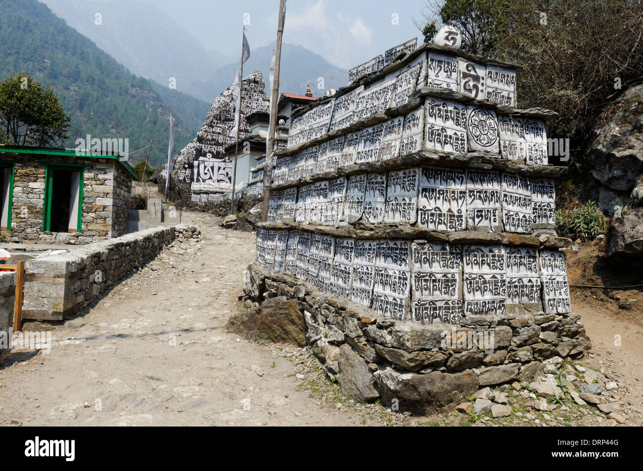 Mani walls in the Nepali village of Chheplung on the Everest trail Stock Photo Alamy